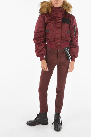 Snap Buttons W-SAMOEI Cropped Jacket with Faux Fur