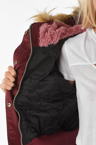 Snap Buttons W-SAMOEI Cropped Jacket with Faux Fur