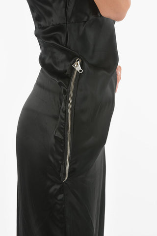 MM6 Satin Slip Dress with Laced Hems and Incorporated Pochette