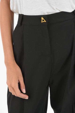 Pantaloni a Una Pince Vita Alta con Cuffs