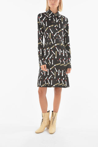 VVB All Over Lipstick Printed Twill POLY Shirtdress