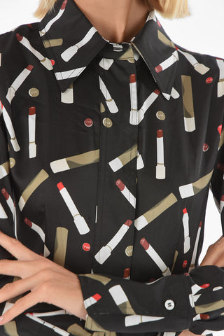 VVB All Over Lipstick Printed Twill POLY Shirtdress