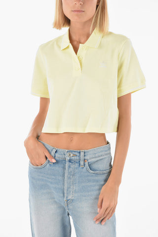 piquè cotton cropped polo shirt