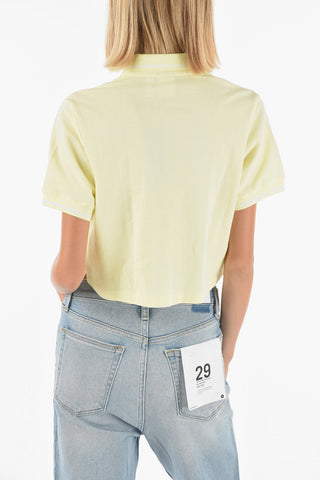piquè cotton cropped polo shirt