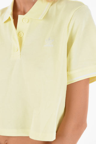 piquè cotton cropped polo shirt