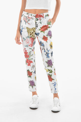 COUTURE floral printed I WANNA MAKE IT lurex pants