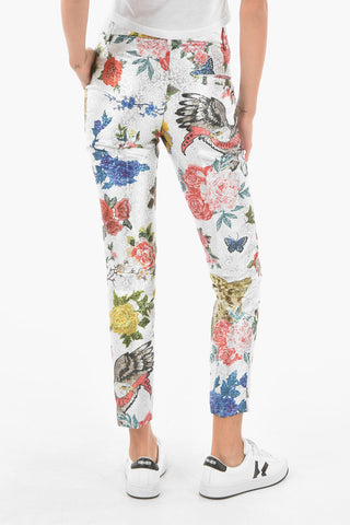 COUTURE floral printed I WANNA MAKE IT lurex pants