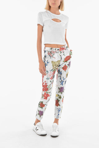 COUTURE floral printed I WANNA MAKE IT lurex pants