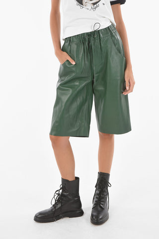 Drawstring Waist Leather Gaucho Pants