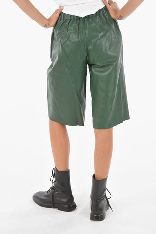 Drawstring Waist Leather Gaucho Pants