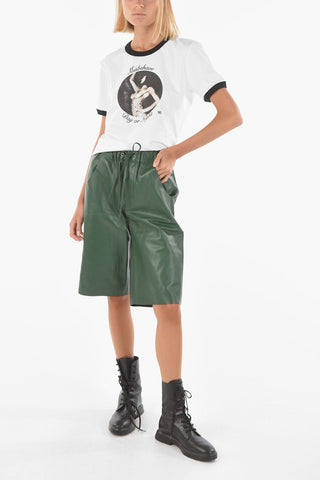 Drawstring Waist Leather Gaucho Pants