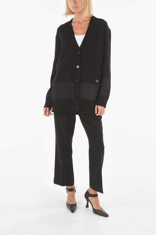 golden detail v-neck cardigan