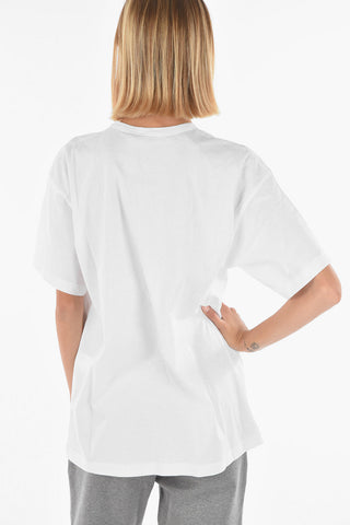 T-shirt Girocollo con Stampa Logo a Contrasto