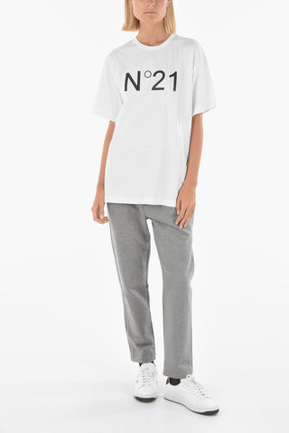 Contrasting Printed Logo Crew-neck T-shirt