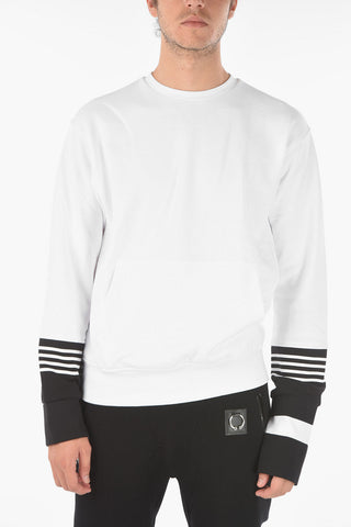 Felpa Girocollo TRAVEL STRIPED in Misto Cotone Garzato