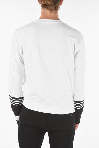 Felpa Girocollo TRAVEL STRIPED in Misto Cotone Garzato