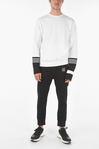Felpa Girocollo TRAVEL STRIPED in Misto Cotone Garzato