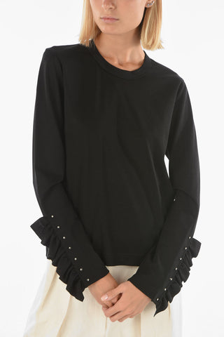 NOIR KEI NINOMIYA  Long Sleeve T-shirt with Ruffle and Studs