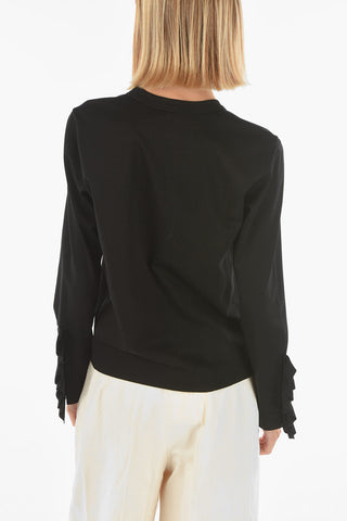 NOIR KEI NINOMIYA  Long Sleeve T-shirt with Ruffle and Studs