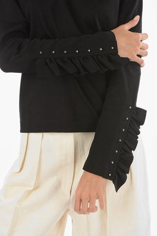 NOIR KEI NINOMIYA  Long Sleeve T-shirt with Ruffle and Studs