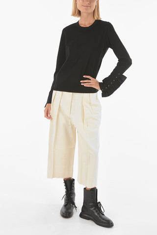 NOIR KEI NINOMIYA  Long Sleeve T-shirt with Ruffle and Studs