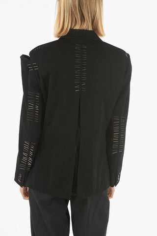 NOIR KEI NINOMIYA Wool 2-Button Maxi Blzer with Pins
