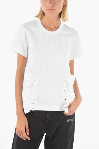 NOIR KEI NINOMIYA t-shirt girocollo con dettagli ruffle