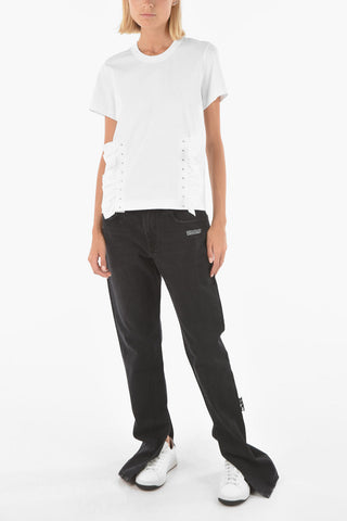 NOIR KEI NINOMIYA t-shirt girocollo con dettagli ruffle