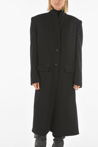 Maxi Cappotto in Lana vergine con Spalle Imbottite