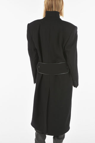 Maxi Cappotto in Lana vergine con Spalle Imbottite