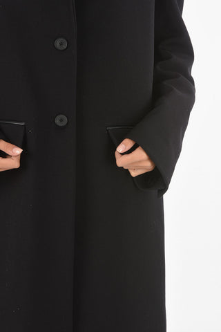 Maxi Cappotto in Lana vergine con Spalle Imbottite