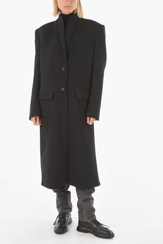 Maxi Cappotto in Lana vergine con Spalle Imbottite