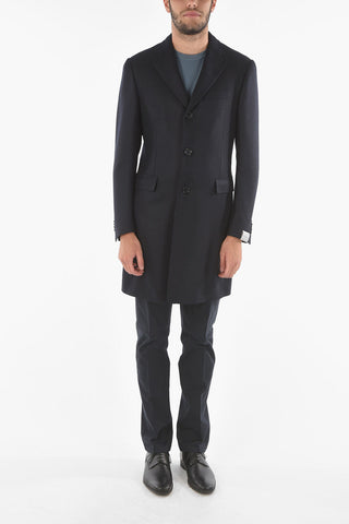 Cappotto in Lana Cashmere e Seta Motivo Hopsack
