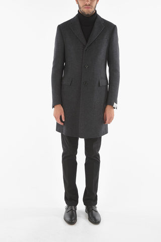 Virgin Wool Coat with Flap Pocket