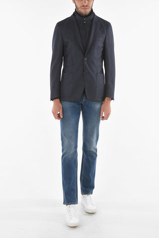 ID Wool and Cashmere Blazer with Removable Chest Piece