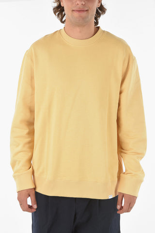 Solid Color Cotton TOSCAN Crew-Neck Sweatshirt