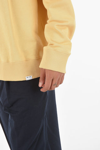 Solid Color Cotton TOSCAN Crew-Neck Sweatshirt