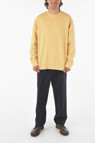 Solid Color Cotton TOSCAN Crew-Neck Sweatshirt