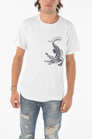 T-shirt Girocollo con Stampa Coccodrillo