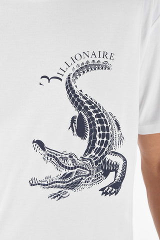T-shirt Girocollo con Stampa Coccodrillo