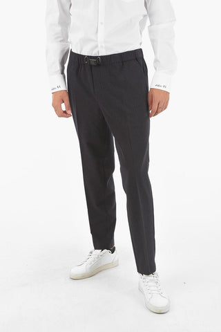 windowpane check AGNAR drawstring waist pants