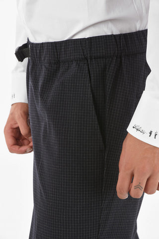 windowpane check AGNAR drawstring waist pants