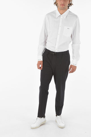 windowpane check AGNAR drawstring waist pants