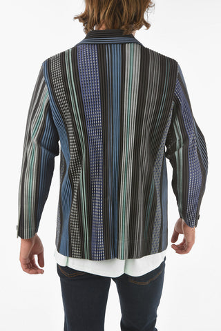 HOMME PLISSE' 2 Button Striped Ribbed Blazer