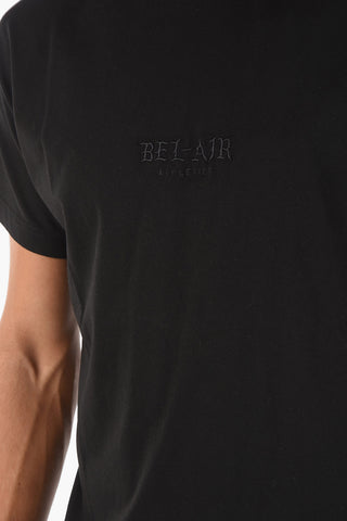 Gothic Font Embroidered Crew-Neck T-shirt