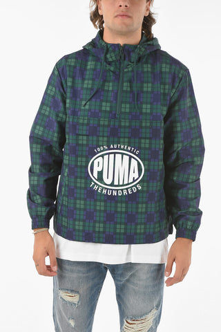 THE HUNDREDS Checked Hooded Anorak with Logo-Print
