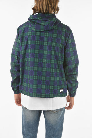 THE HUNDREDS Checked Hooded Anorak with Logo-Print