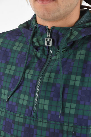 THE HUNDREDS Checked Hooded Anorak with Logo-Print
