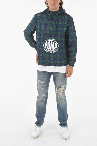 THE HUNDREDS Checked Hooded Anorak with Logo-Print