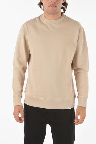 Solid Color Cotton TOSCAN Crew-Neck Sweatshirt